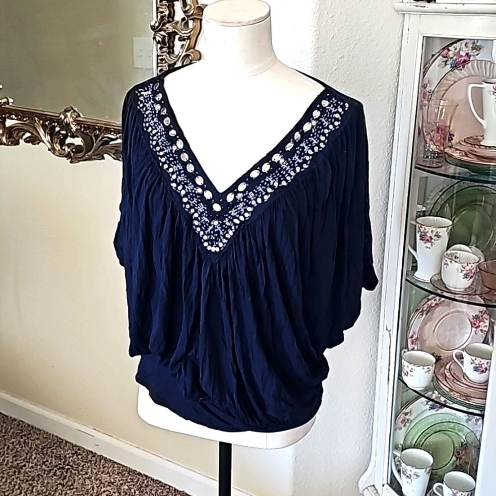 WHBM Sequin & Beaded Top